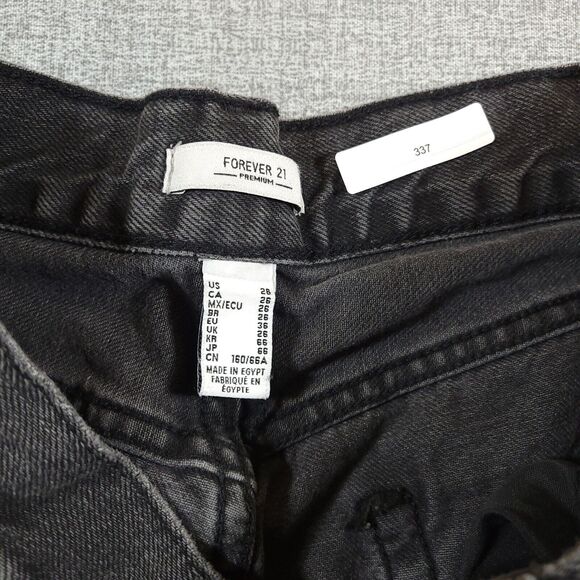 Forever 21 Premium Jeans Womens 26 Raw Hem Midrise Straight Leg Black - Picture 2 of 13